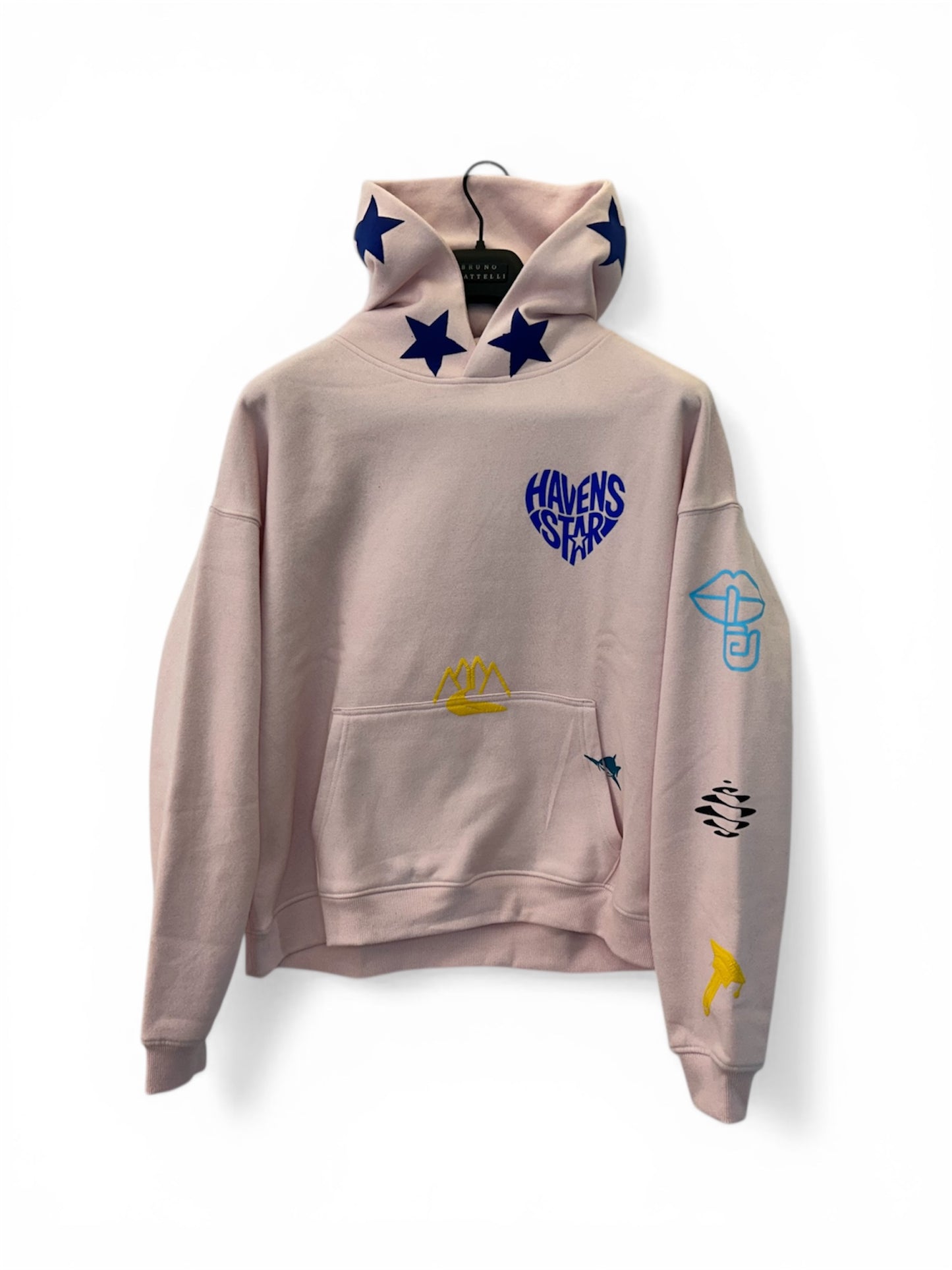 Haven Smile Hoodie – Pink Blue Star Puff