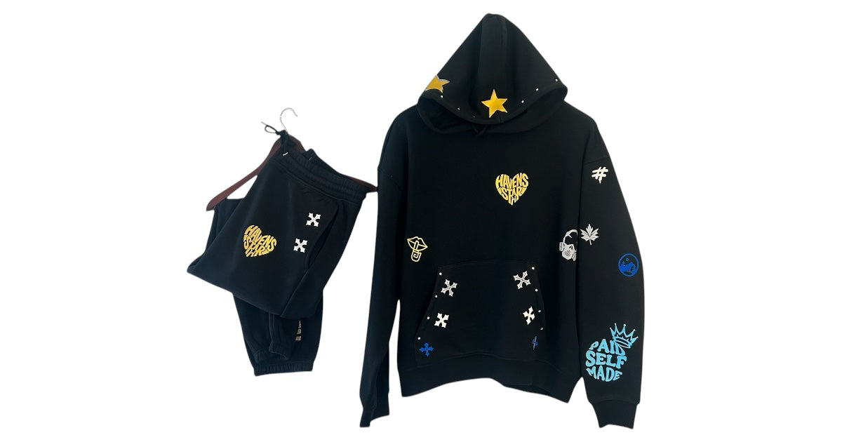 Haven Smile Tracksuit – Gold Grey Star-Glow