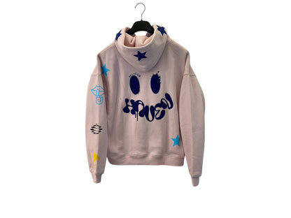 Haven Smile Hoodie – Pink Blue Star Puff