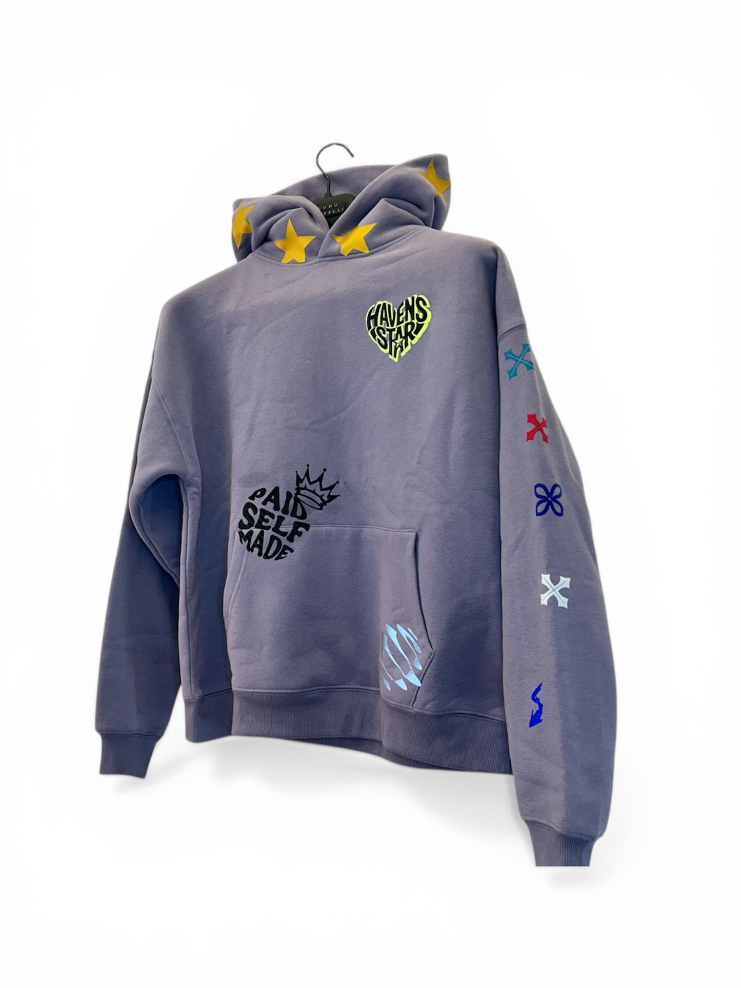 Haven Smile Hoodie – Purple Orange Splatter
