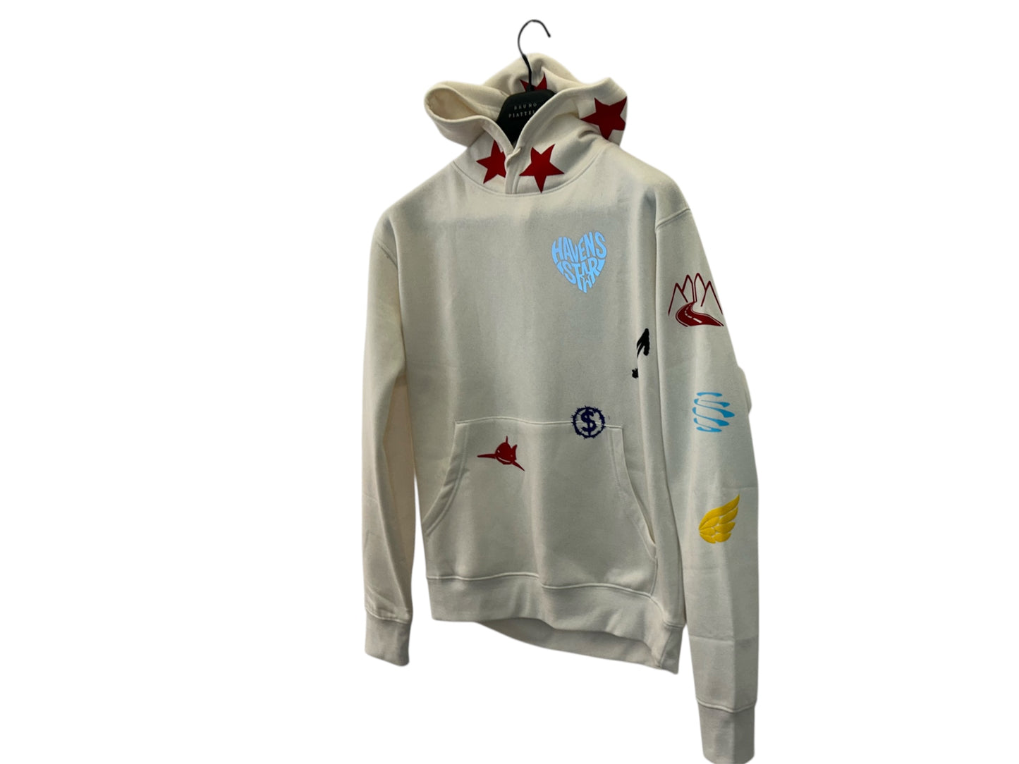 Haven Smile Hoodie – White Red Star Glow