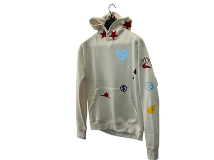 Haven Smile Hoodie – White Red Star Glow