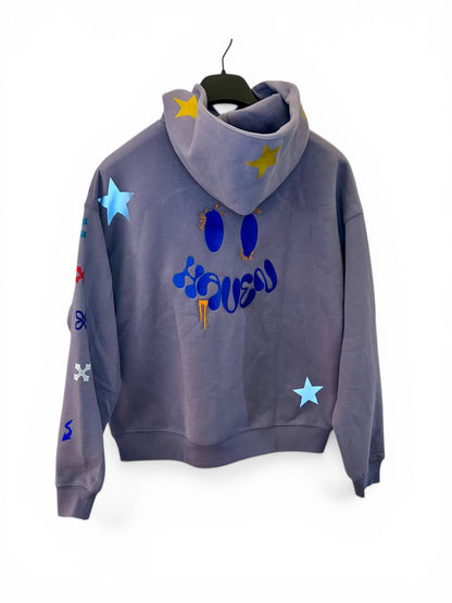Haven Smile Hoodie – Purple Orange Splatter