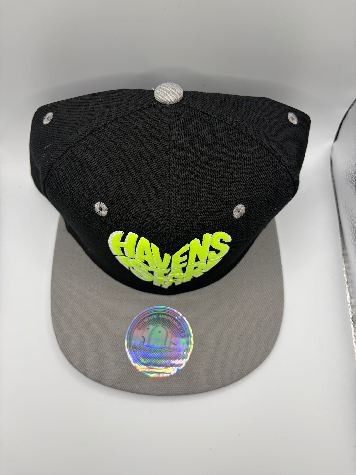 Haven Star Snapback – Black Gray Lime Puff